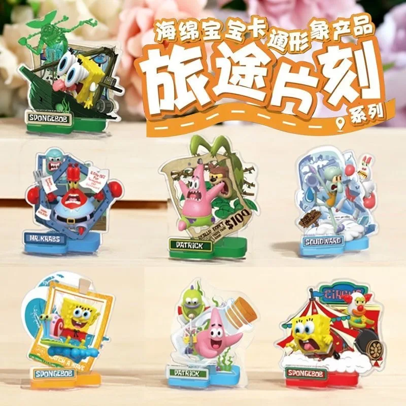

Authentic SpongeBob SquarePants Journey Moment Acrylic 3D Plaque Blind Box Patrick Star Action Finger Desktop Ornament Toy