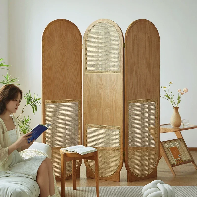 

Японская складная ширма-перегородка из массива дерева и ротанга, передвижная, для гостиной и спальни