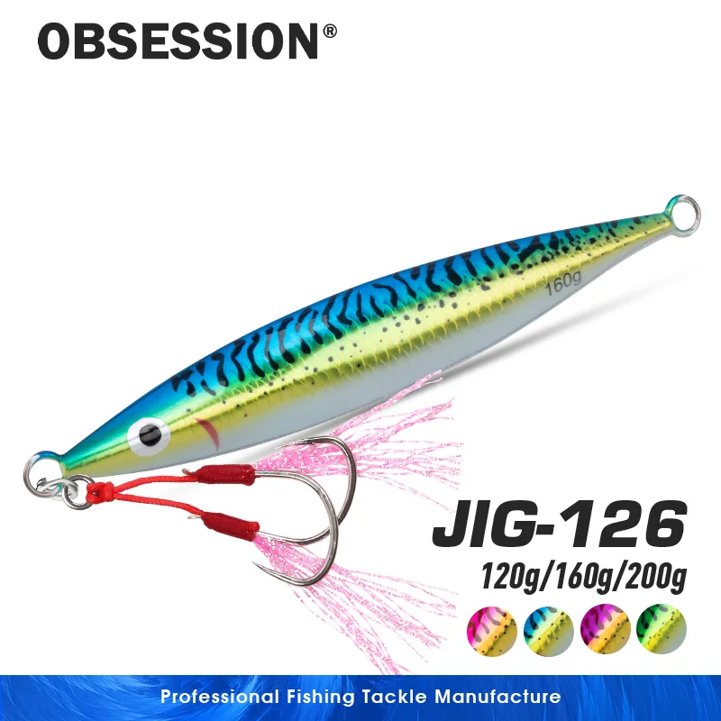 

OBSESSION J126 120g 160g 200g 3D Printing Fishing Metal Jig Lure Saltwater Hard Jig Bait Sinking Fishing Jigging Bait With Hook