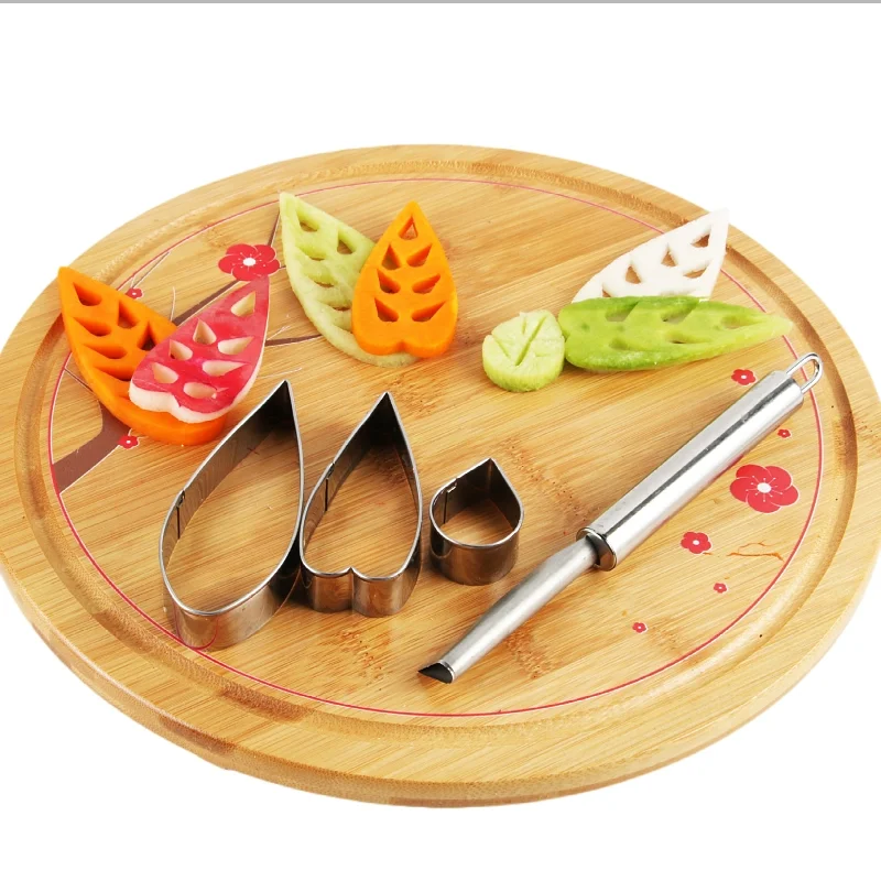 Lancet Three-Piece Set Fruit and Vegetable Shaped Kitchen Carving Knife Beginner Carving Leaf Flower Mold Full Tool Set