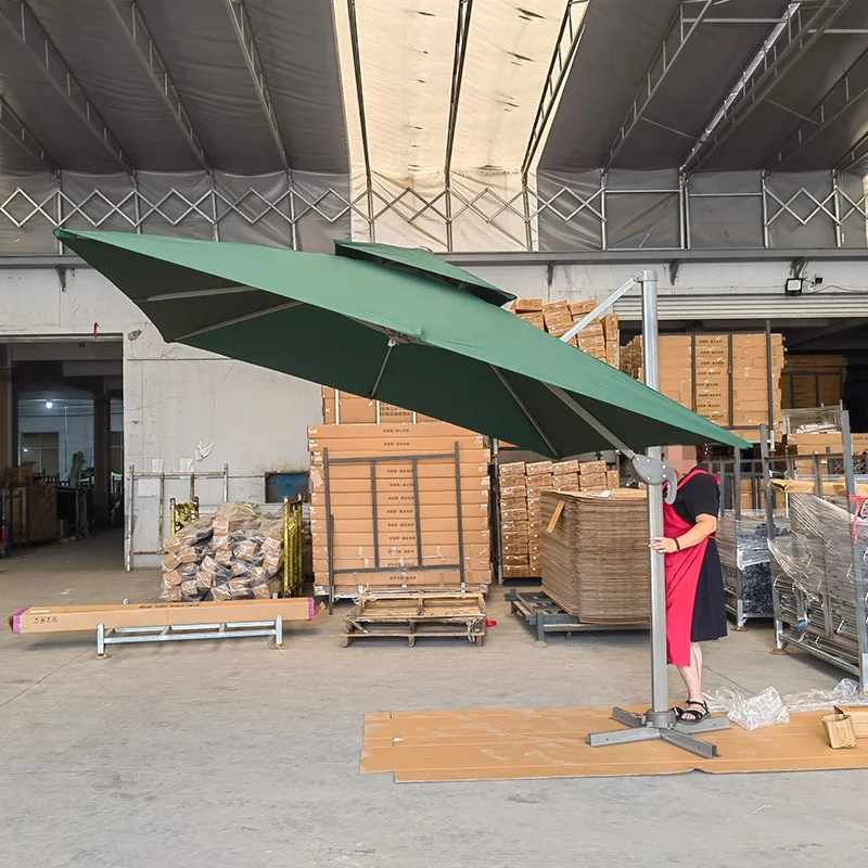 L Factory Supply Outdoor Parasol Offset Garden Parasol Big Size Cantilever Patio Umbrellas Waterproof Double Layers Ombrelone