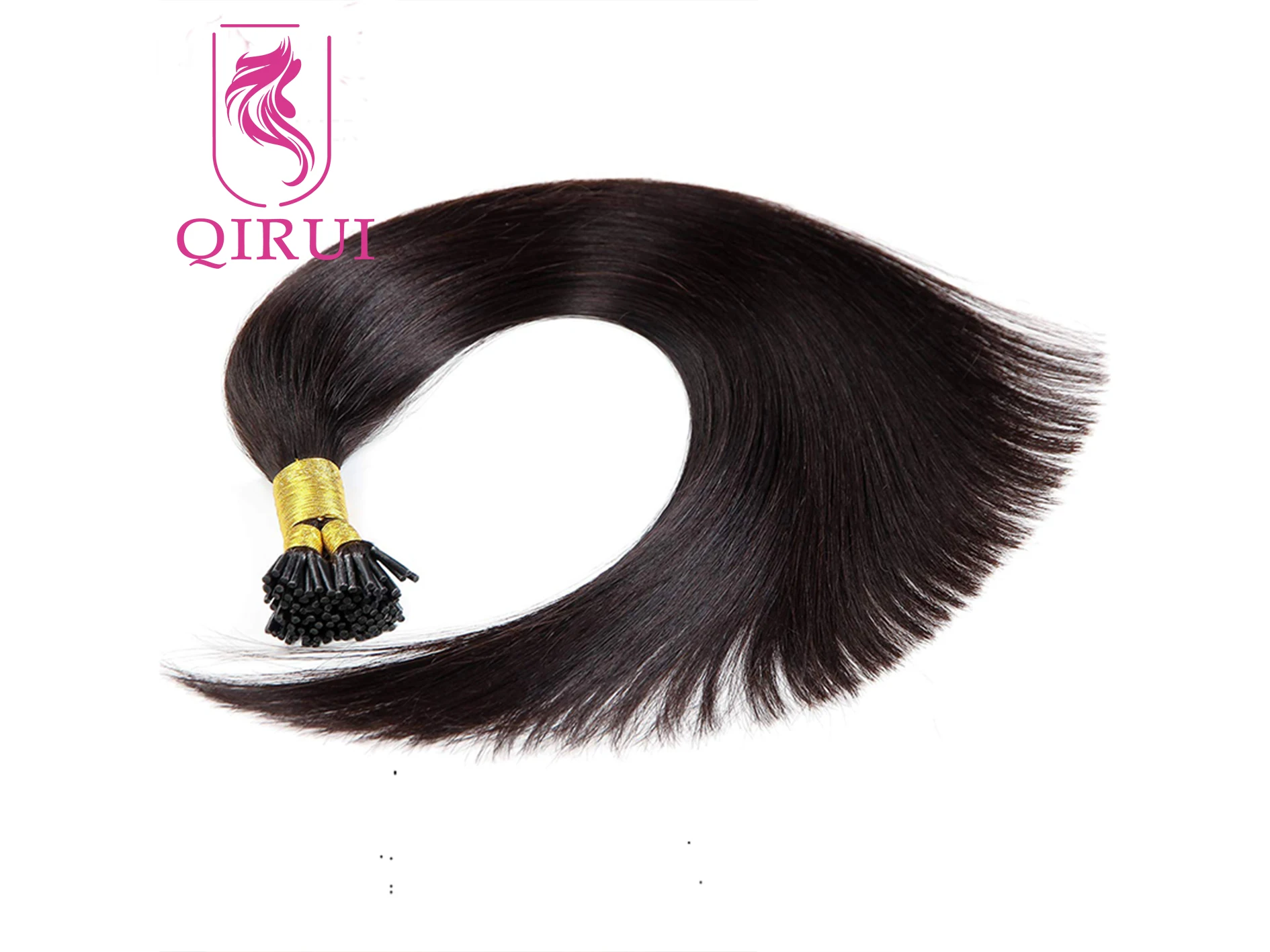 QIRUI-extensiones de cabello liso y sedoso para mujer, microeslabones, cabello virgen brasileño de queratina, 100% cabello humano, 1 g/h, 100 hebras