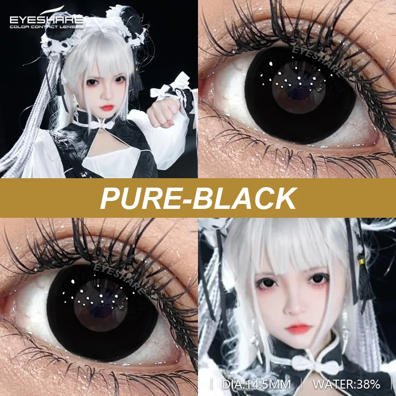EYESHARE 1Pair Cosplay Contact Lenses for Eyes Colorful Black Anime Lenses for Cosplay Halloween Pupils Lens Yearly White Lenses