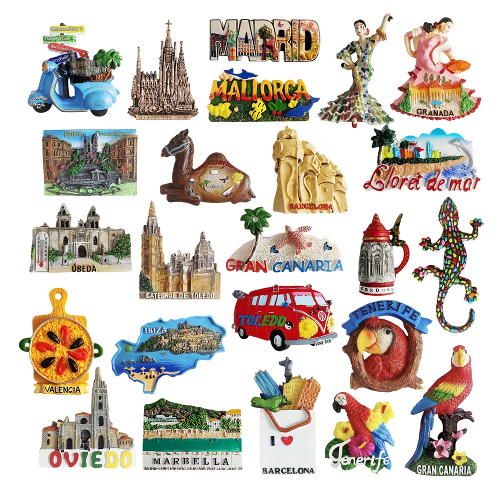 

Europe Spain 3D Fridge Magnets Tourist Souvenir Decoration Articles Handicraft Magnetic Refrigerator Collection