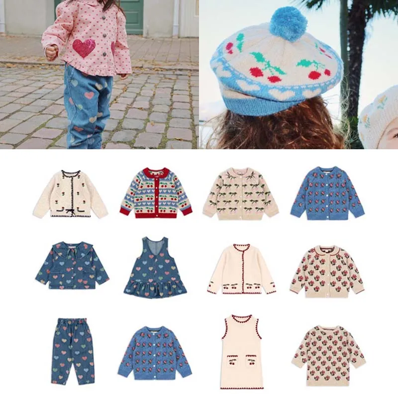 

PER-SALE 2025 Autumn KS Baby Girls Dress Boys Jeans Knitted Sweaters Children Cardigan Baby Boy Clothes Kids Love Denim Shirt