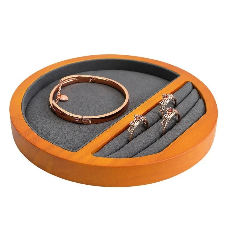 

Solid wood jewelry look tray round ring bracelet display tray
