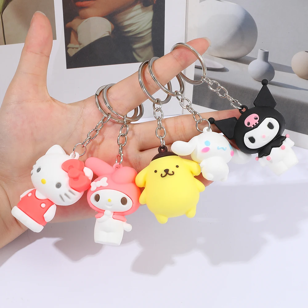 5 uds Sanrio llavero con dije lindo muñeco de dibujos animados de silicona bolso de mujer colgante decoración perfecto regalo de cumpleaños o Halloween