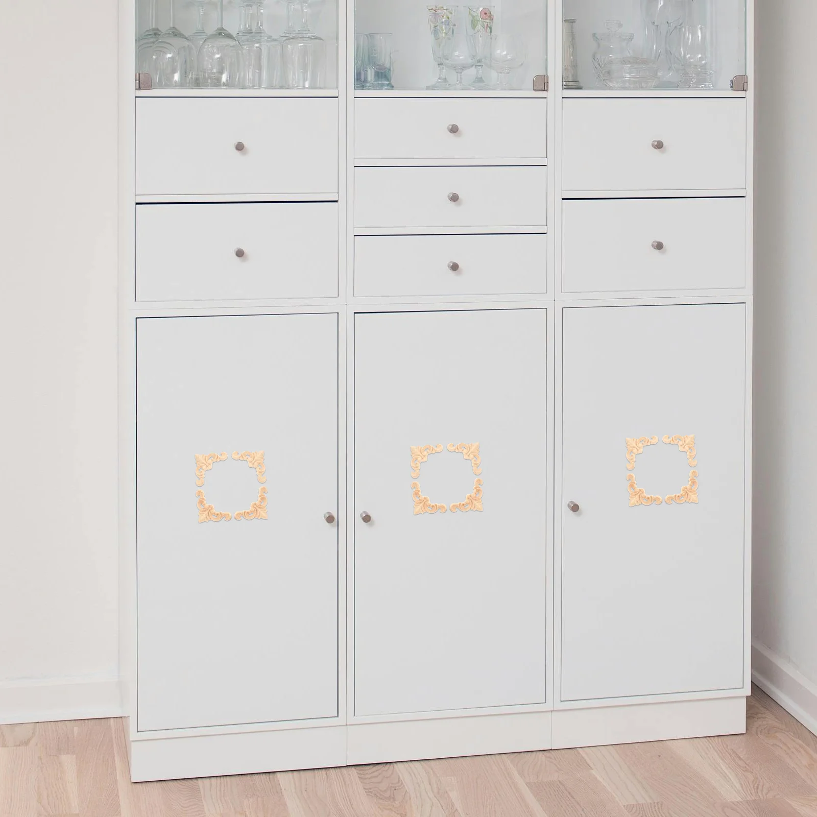 

12Pcs European Style Rose Wood Carving Appliques Solid Wood Furniture Decoration Corner Onlays Door Cabinet Bed