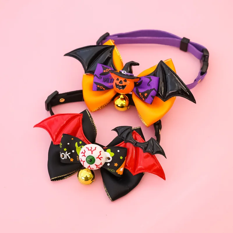 Neues Verstellbares Fledermausflügel- und Augapfel-Halsband mit Glocke für Katzen & Große Hunde, Gruselig und Lustig für Halloween – Detail 8