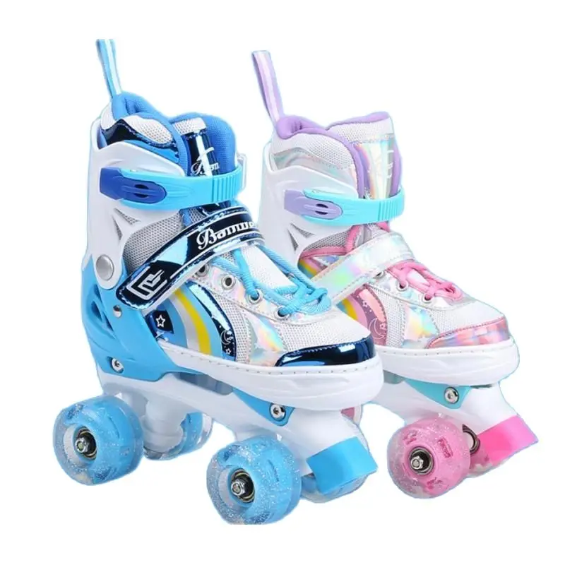 

Kids Inline Roller Skate Shoes 4 Wheels Flash Sneakers Boy Girl Child Beginner Adjustable size Roller Skating Shoes Youth Gift