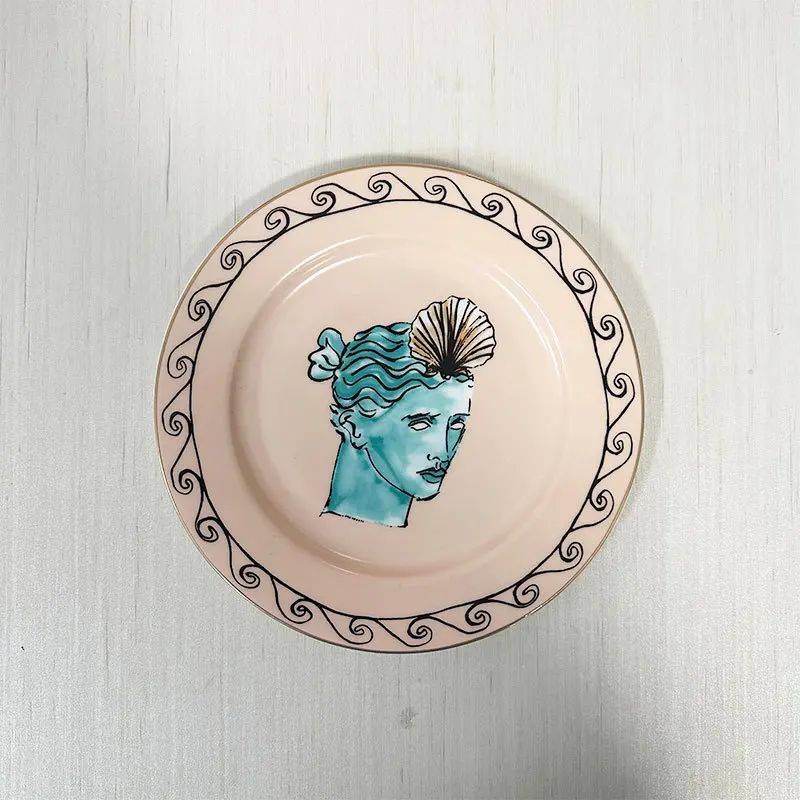 Керамическая тарелка в итальянском стиле, наборы тарелок, тарелки из костяного фарфора, тарелки для фруктового десерта, тарелки для фойе, тарелка для домашнего декора, подарок