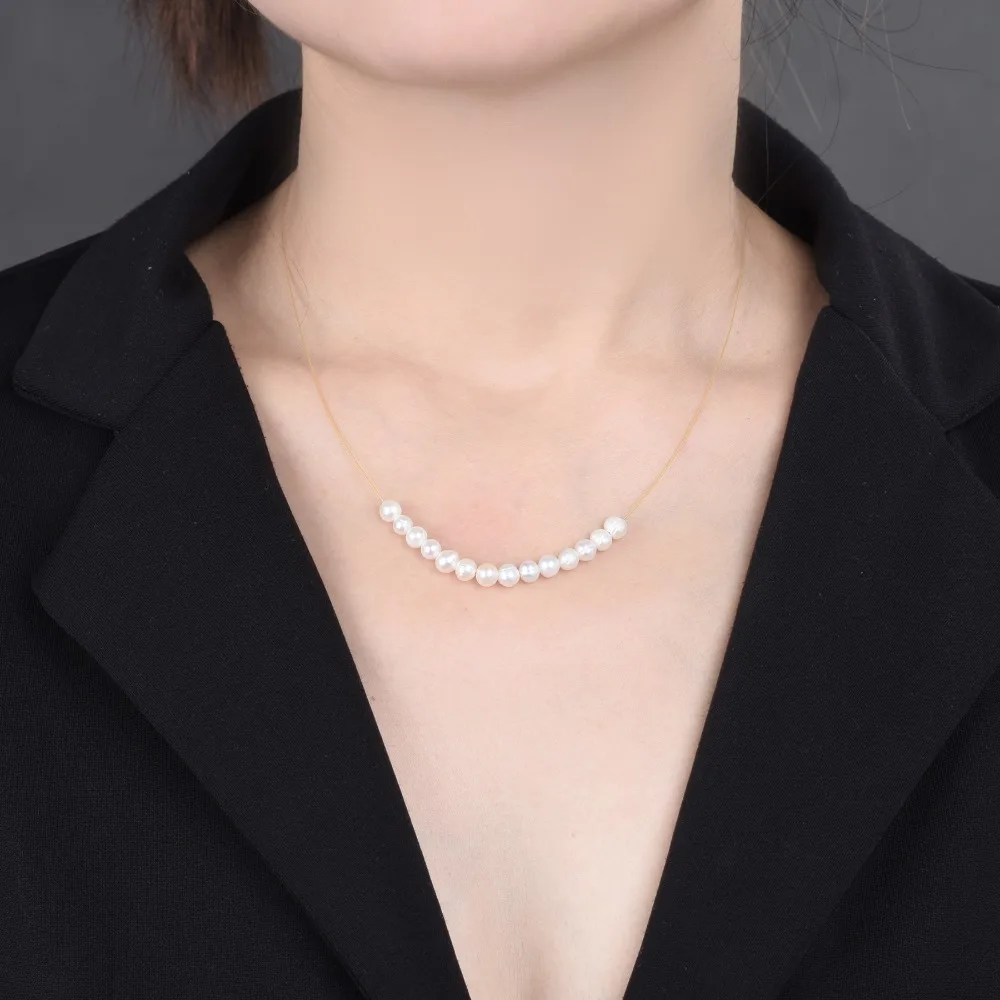Classic New Fashion Light Luxury Natural Freshwater Pearl Necklace High-end Simple and Versatile Necklace Office Jewelry