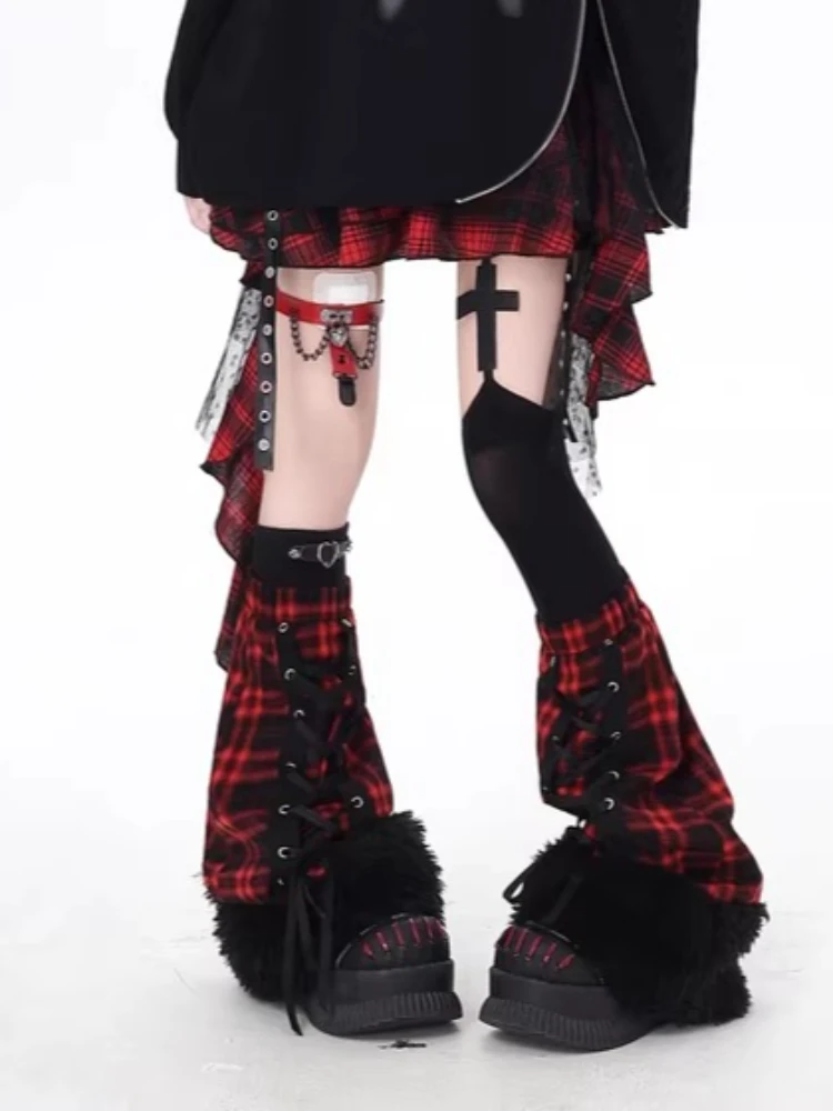 Harajuku Sweet Girl Gothic Socks Over Knee Flare Leg Warmers Y2K Vintage Gothic Autumn Slimming Bandage Chic Foot Cover