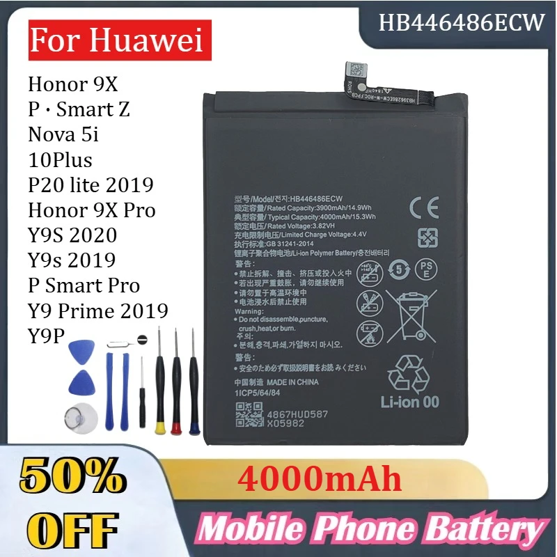 

HB446486ECW Battery For Huawei Honor 9X/P.Smart Z/Nova 5i/10Plus/P20 lite 2019/Honor 9X Pro/Y9S 2020/Y9s 2019/P Smart Pro