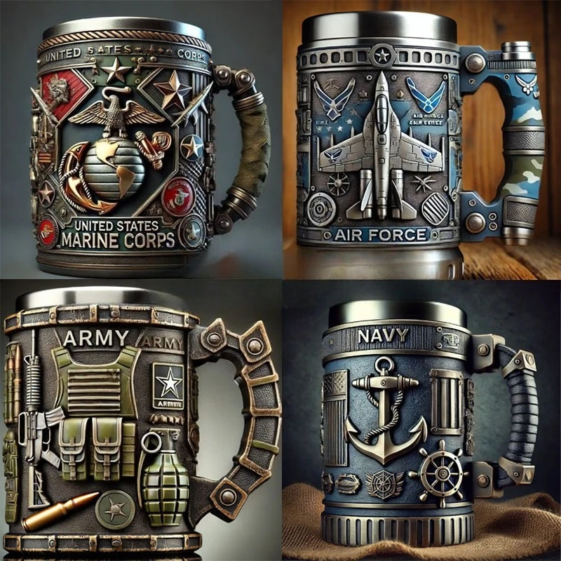

for Veterans Soldiers Military 3D Resin Mug Coffee Cup Military Theme Decorative Crafts Personalized Gift