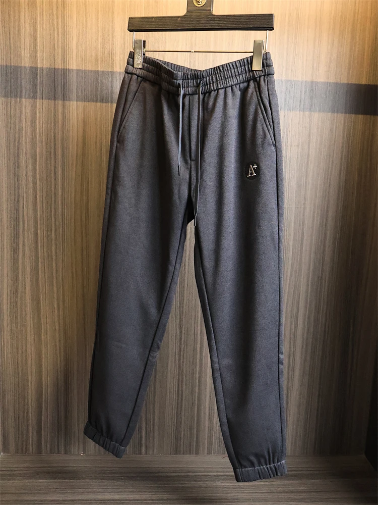 

Высококачественные повседневные брюки из синели с вышивкой букв, мужские осенне-зимние однотонные спортивные брюки для отдыха H-образной формы