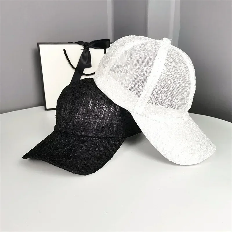 Topi bisbol payet renda tipis wanita, topi Snapback wanita payet renda tipis Serba Guna, topi bebek bersirkulasi udara, Jala, nyaman