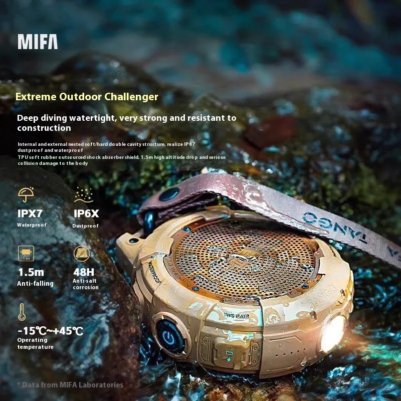 Mifa Tango Portable Outdoor Speaker Waterproof Bluetooth Speakers Wts High-End Subwoofer Led Audio Hike Diving Camping Cycling