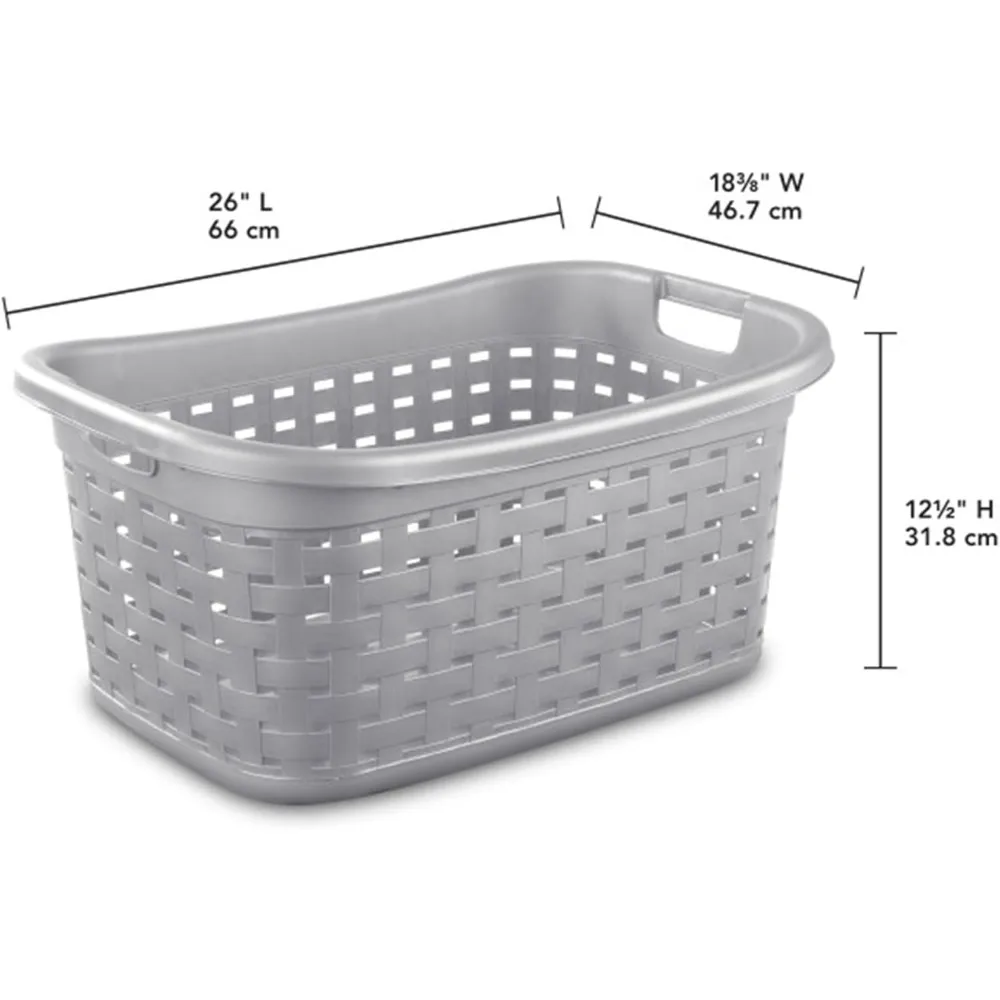 Sterilite 6-Pack Weave Laundry Basket, Rectangle Plastic Clothes Hamper, Laundry Baskets