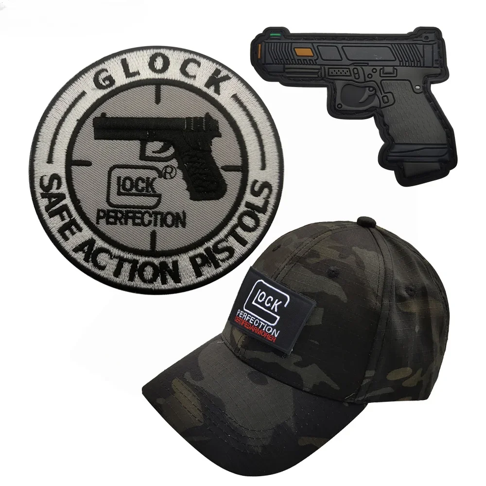 Glock Pistol Style Embroidered Patches Outdoor Tactical Badge Hook&loop Military Army Patches on Clothes Camouflage Medal