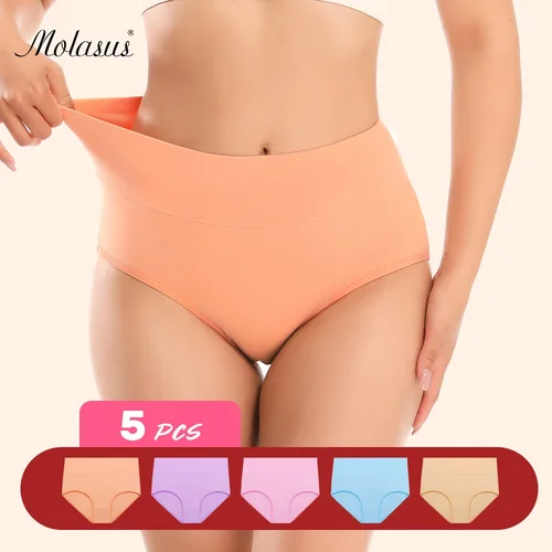 Imagen 1 del producto Molasus-ropa interior de algodón para mujer, bragas de cintura alta, cobertura completa, suaves y transpirables, conjuntos de bragas de recuperación de cirugía Abdominal
