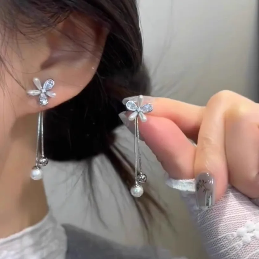 

Серьги с цветочной кисточкой, элитный смысл, легкая роскошь, новые длинные серьги-гвоздики 2025, круглый темперамент, супер фея