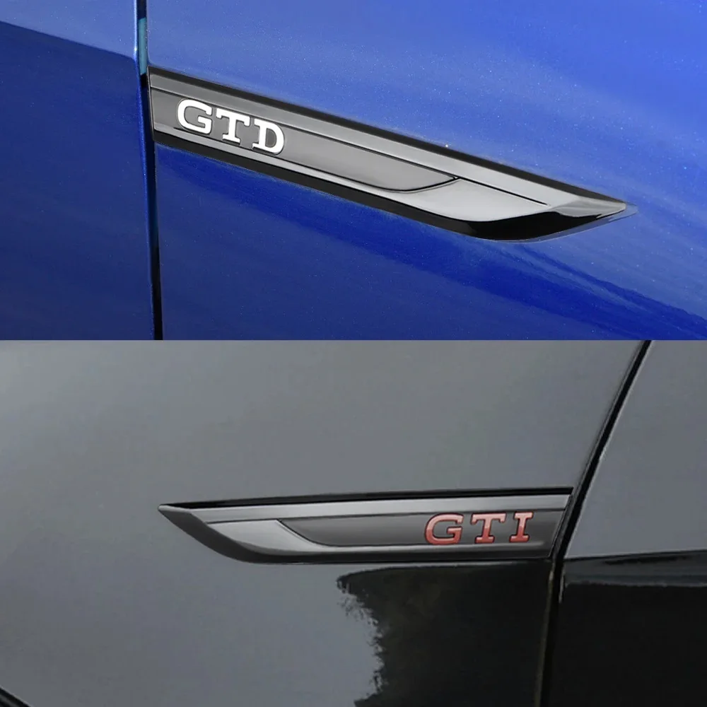 2pcs GTI GTD Emblem Car Fender Side Wing Auto Sticker Accessories For Volkswagen VW Rline Polo Golf MK8 Touareg Passat Magotan