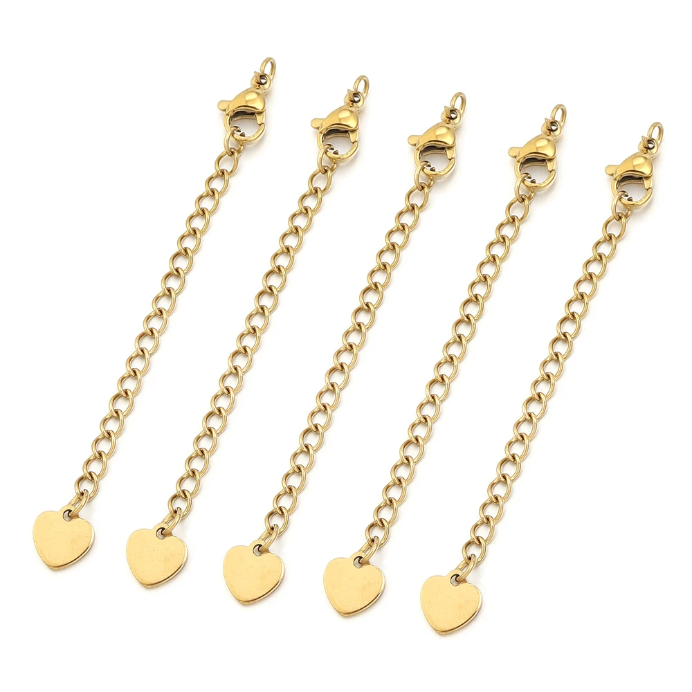 5–10 Stück Edelstahl-Verlängerungsketten mit Karabinerverschlüssen, Schwanzketten-Verbinder für die Schmuckherstellung, DIY-Armbänder, Halsketten – Detail 9