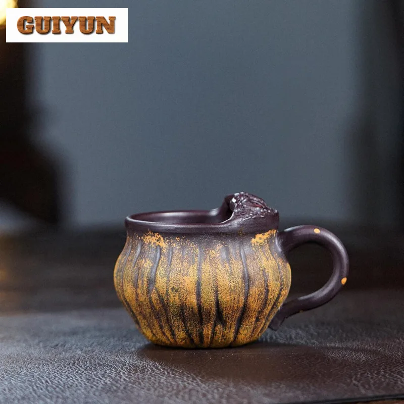 

150ml Yixing Purple Clay Lotus Seed Coffee Mug Latte Cereal Mug Afternoon Tea Mug Personal Office Water Cup Tableware Ornaments