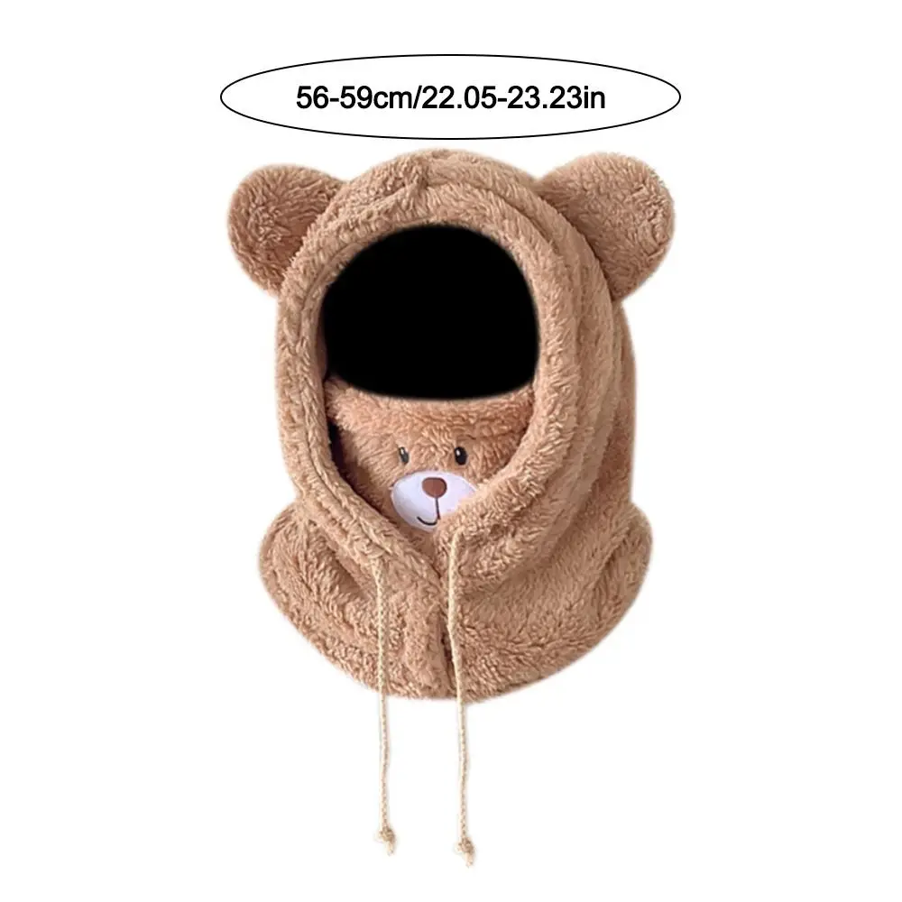 قبعة عصرية على شكل آذان الدببة القطيفة سميكة مقاومة للرياح قبعات شتوية كرتونية تحافظ على الدفء قبعة بيني للنساء والفتيات
