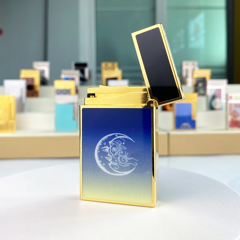 New Commemorative Edition Luxury Butane Lighter Single & Double Flame Ping Sound Natural Paint Cigarette Smoker 19001