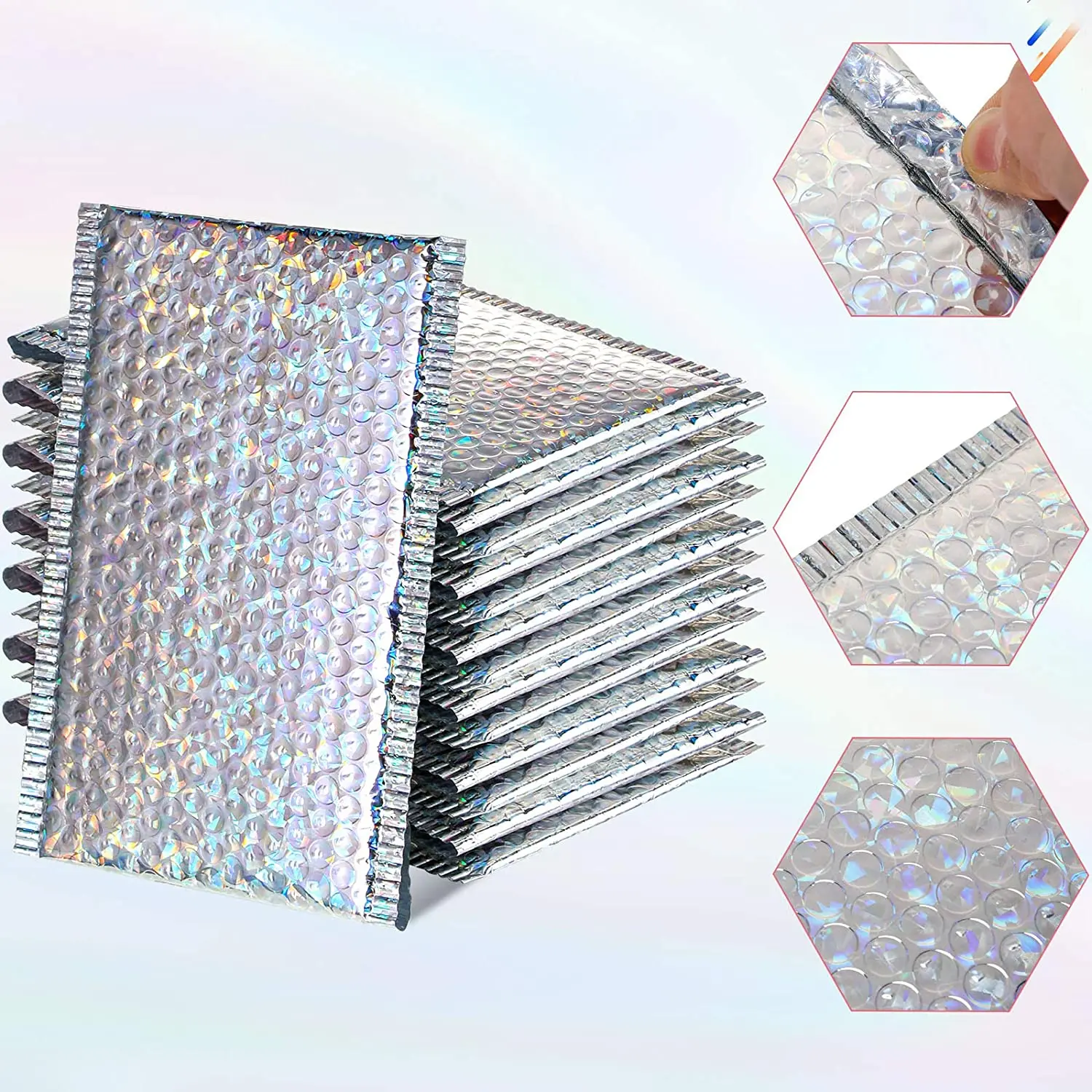 100 Stuks Zilverachtig Metallic Bubble Mailers Folie Bubble Waterdichte Gealuminiseerde Postzakken Geschenkverpakking Gewatteerde Verzending Enveloppen