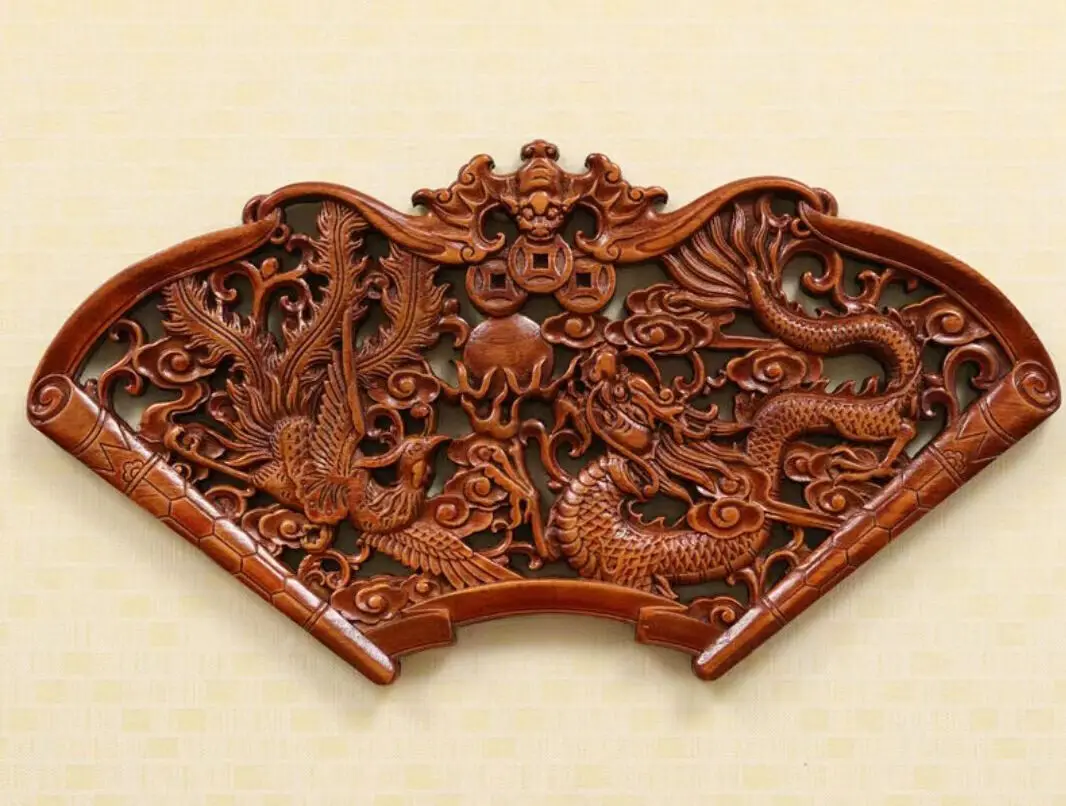 HAND WORK OLD EFFECT XIANG ZHANG SCULPTOR WOOD CARVED DRAGON WALL PANEL