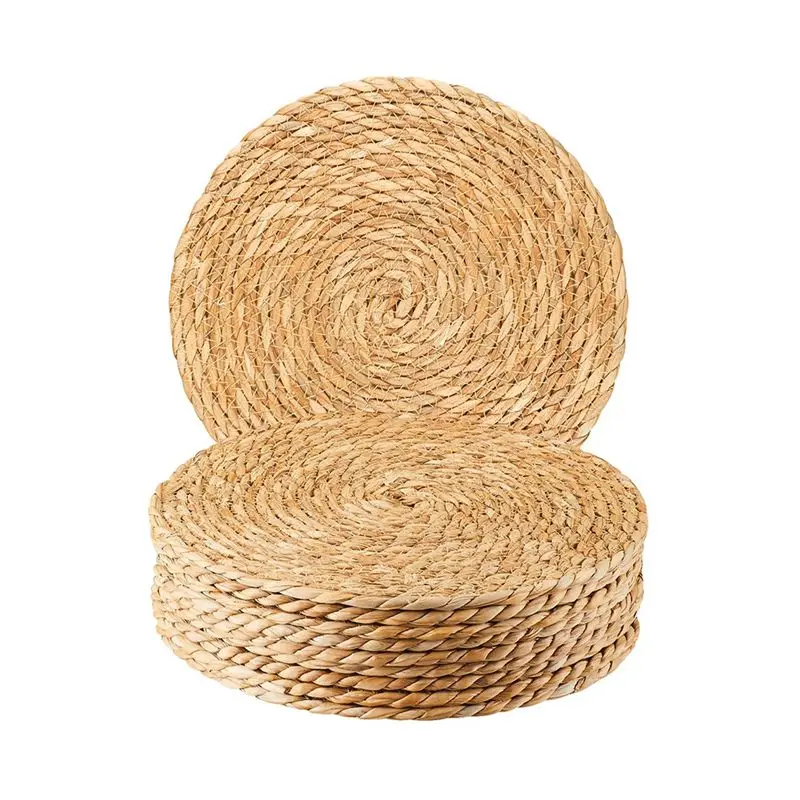 ABKW-Round Woven Placemats Set Of 10, 12 Inch Boho Rattan Placemats Hand-Woven Placemats, For Dining Table,Home,Wedding