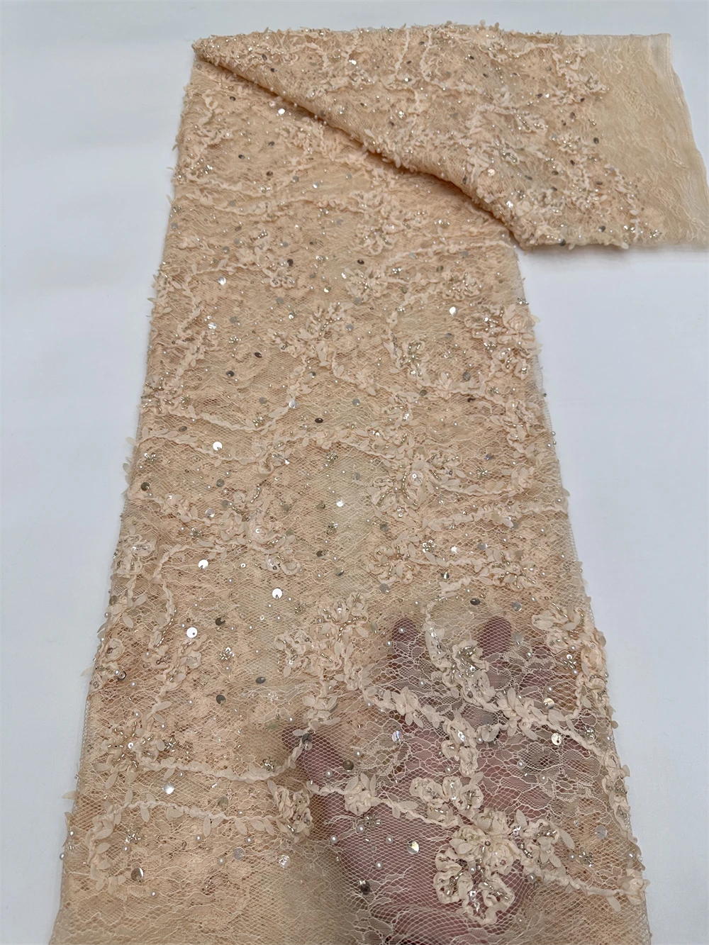 아프리카 3D 비즈 장식 스팽글 레이스 원단 고품질 자 - Embroidery Net Fabric 리뷰 및 가격