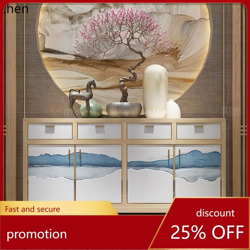 

HXL new Chinese-style solid wood modern home dining side cabinet foyer end view table high-end cabinet