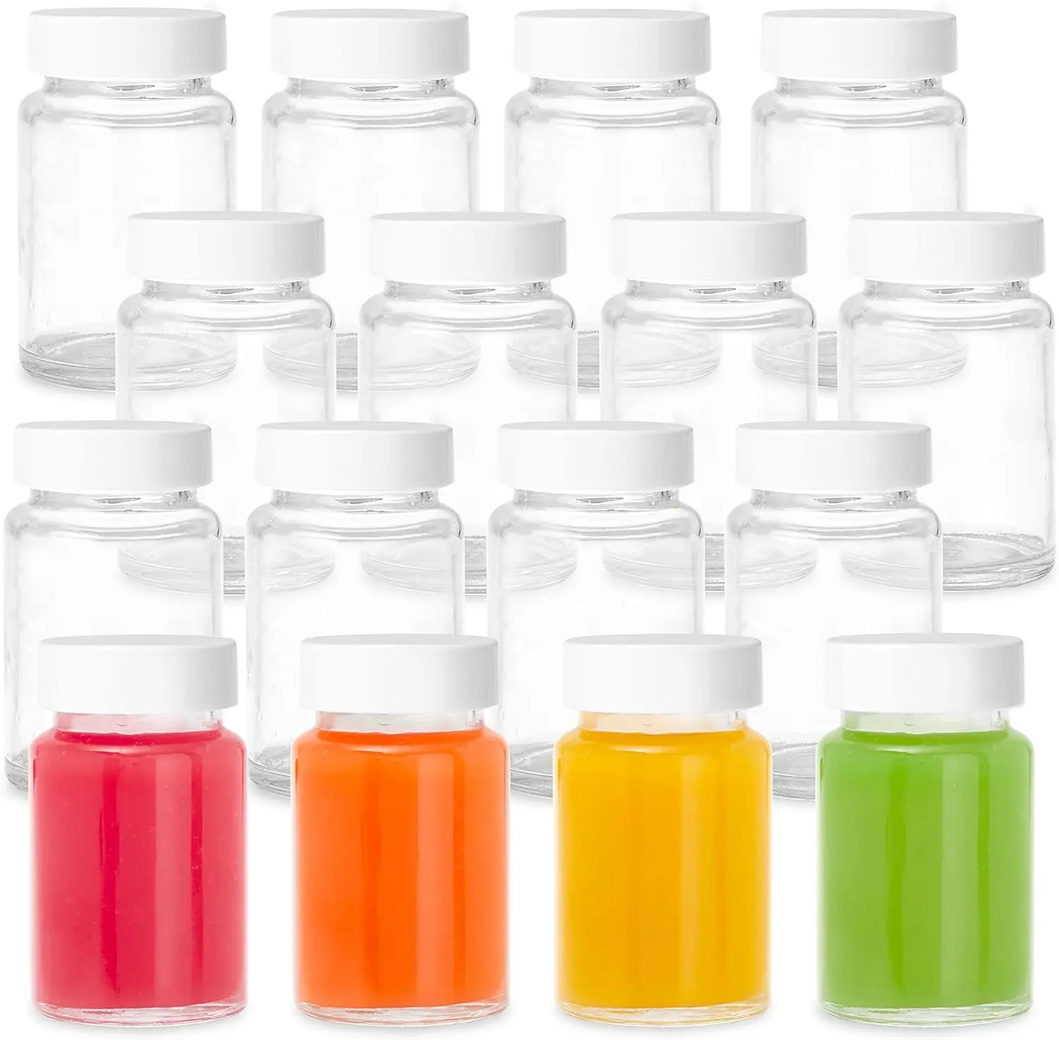 20pcs  2Oz Plastic Juice Shot Bottles Small Clear Juice Bottle Leakproof Ginger Containers for Liquids Wheatgrass Ginger Jars