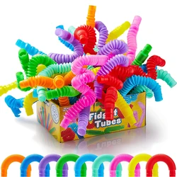 8-32Pcs Flexible Pop Tubes Sensory Fidget Toys Stress Anxiety Relief Children Adult Learning Toy Gift Kids Birthday Party Favors