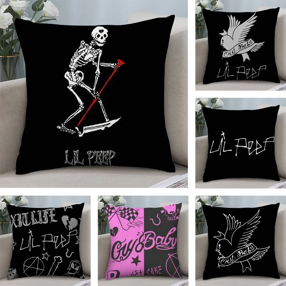 

L-Lil Peep H-Hell Boy Pillow Case Sofa Short Plush Double-sided HD Printing Room Home Office Gift Cushion Cover