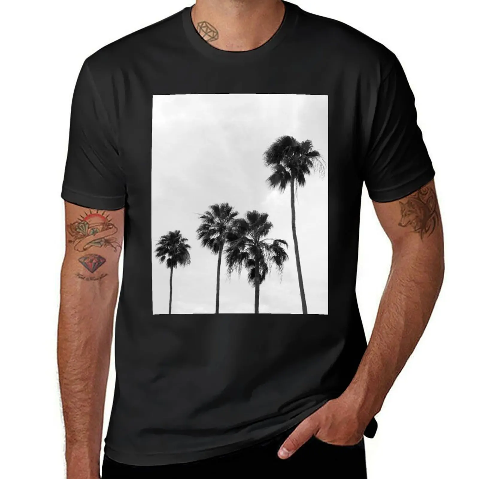 Palm Trees Delicado # 1 # тропический # стена # Художественная футболка, синяя арховая мужская футболка, мужские однотонные футболки Palm Trees Delicado # 1 # тропический # стена # Художественная футболка, синяя арховая мужская футболка, мужские однотонные футболки