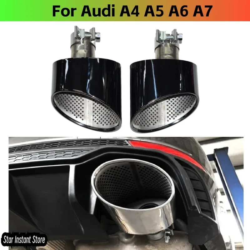 

Carbon Fiber Exhaust Tips for Audi A4 A5 A6 A7, RS Style Double Outlet Muffler Pipes, Performance Exhaust System Upgrade