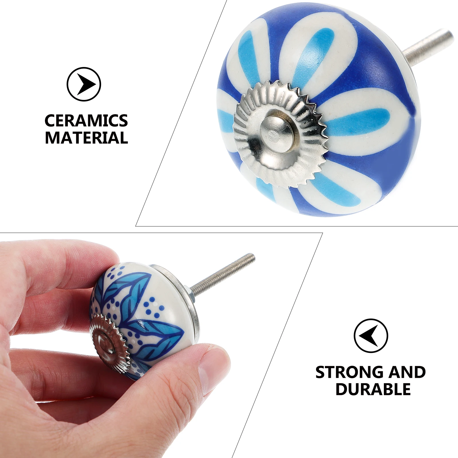 

8Pcs Blue Series Ceramic Handle Durable Printed Drawer Knob Cabinet Door Handle for Home Wardrobe Furniture Drawer Knob