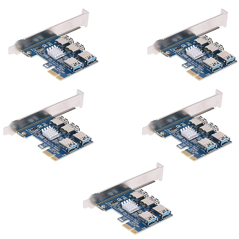 

5 Pcs PCIe 1 Naar 4 PCI Express 16X Riser Card PCI-E 1X Naar Externe 4 Pci-E Slot Adapter Multiplier