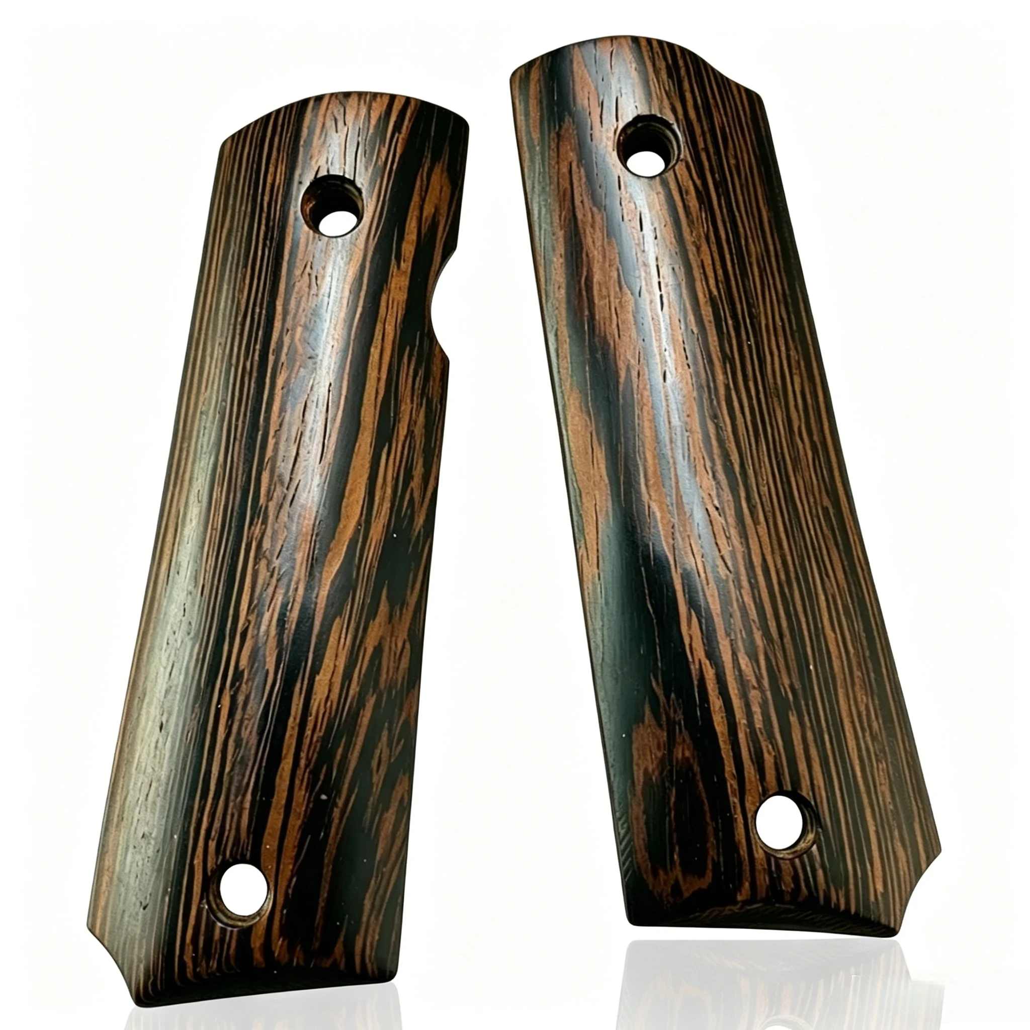 1 Pair Anti-Slip Wenge Wood Handle Panels CNC Machined Reinforced Grips for 1911