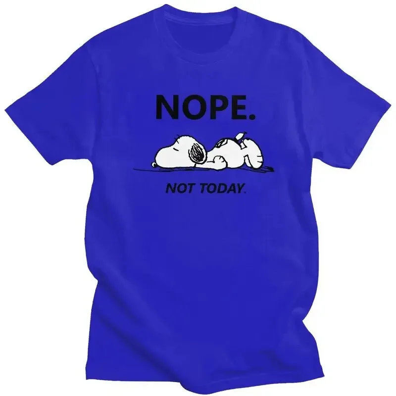 MINISO nueva camiseta de Snoopy NOPE moda divertida camiseta de algodón estampada de alta calidad amantes estilo coreano moda estudiantes gran oferta