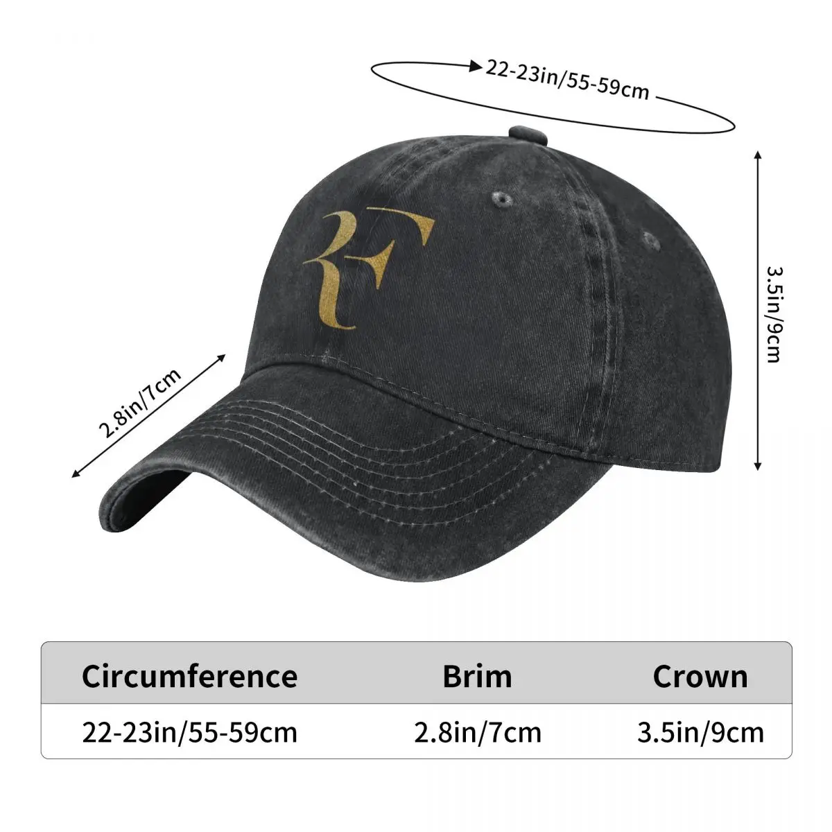 Golden Roger Federer RF Baseball Cap Unisex Men Design Hip Hop Dad Hats Summer Streetwear Outdoor Sports Baseball Caps