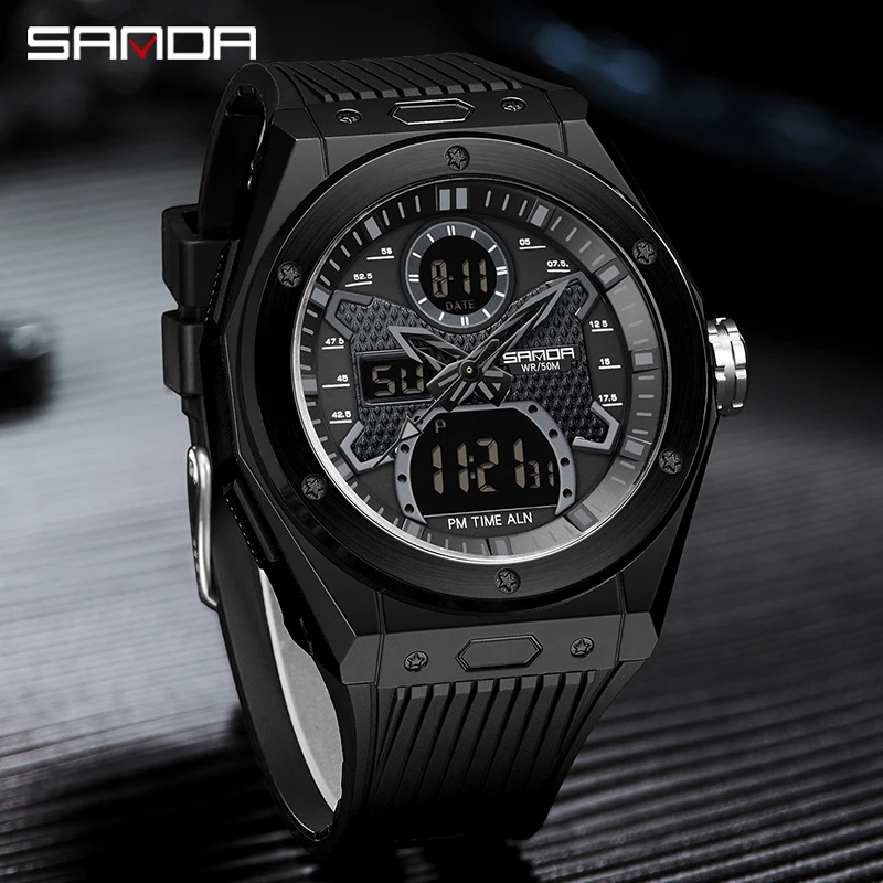 SANDA Top Brand 2022 New Men\'s Watches Sport Military Quartz Watch for Men Digital Watch 30M Waterproof Clock Relogio Masculino