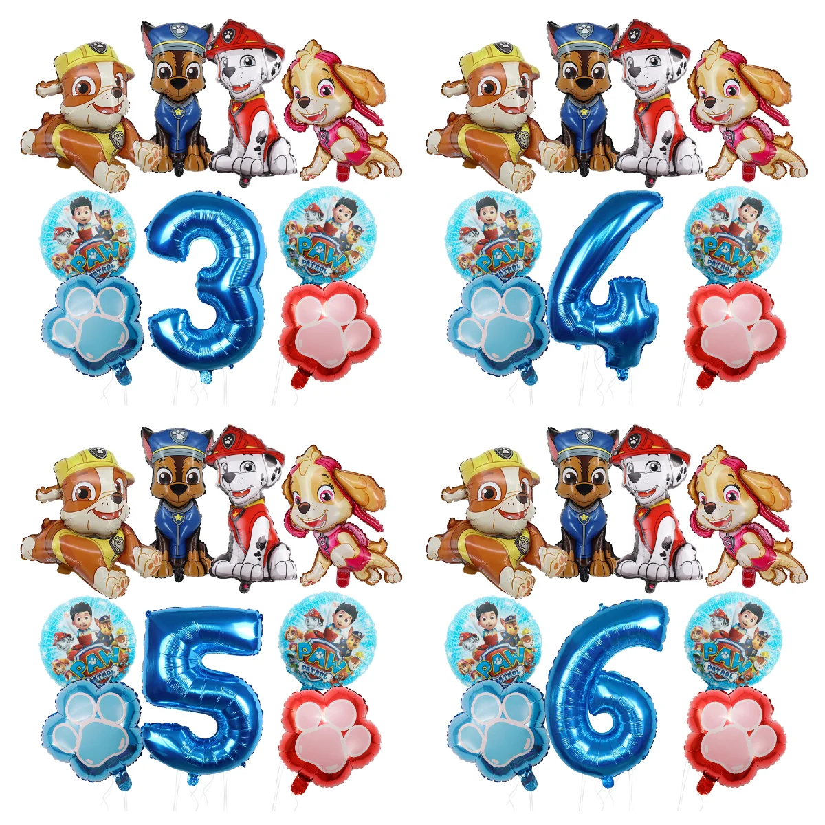 9-teiliges PAW Patrol Ballon-Set Chase Skye Kindergeburtstag Party Dekoration Baby-Shower-Zubehör Anime Raumdekoration Jungen Mädchen Geschenk