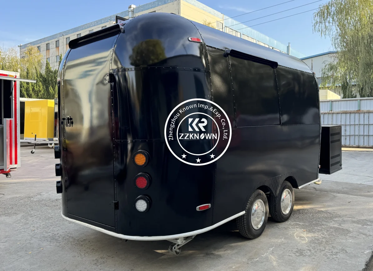Remorque mobile en acier inoxydable Airstream, petit chariot de vente de nourriture rapide, hot-dog, café, crème glacée, camion de restaurant à vendre