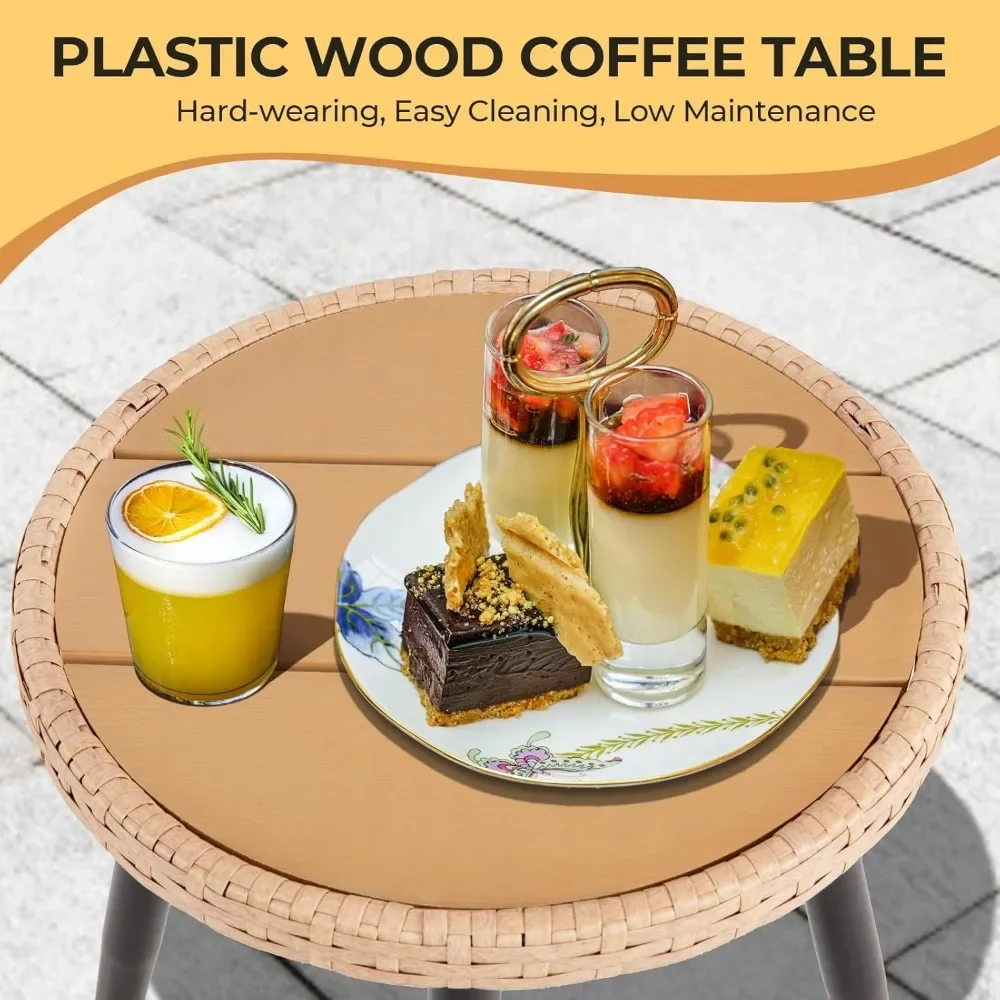 طقم بيسترو للفناء مكون من 5 قطع مع مسند، مجموعات أثاث شرفة شقة من الخيزران في الهواء الطلق، طقم طاولة وكراسي من الروطان مكون من 2 #5